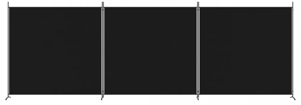 3 paneles fekete szövet térelválasztó 525x180 cm