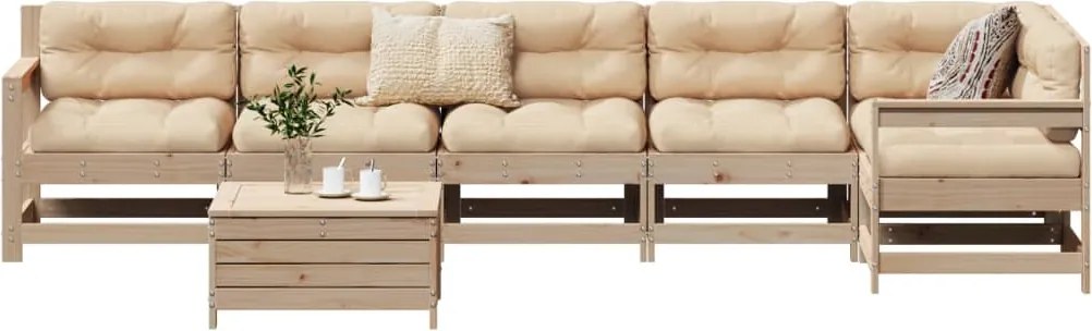 vidaXL 7 részes tömör fenyőfa kerti kanapészett