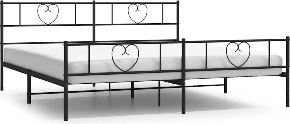 vidaXL fekete fém ágykeret fej- és lábtámlával 183 x 213 cm