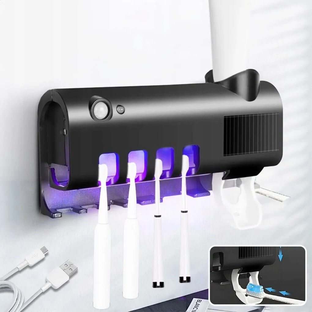 Akasztós Fogkefe Tartó Uv Fogkrém Adagolóval
