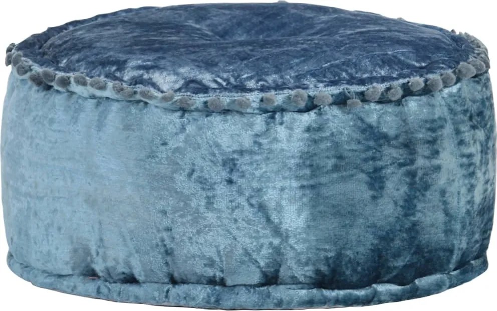 vidaXL kék kerek bársony puff 40 x 20 cm