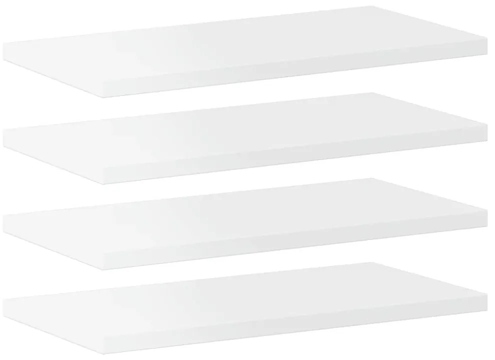 4 db magasfényű fehér szerelt fa könyvespolc 40 x 20 x 1,5 cm