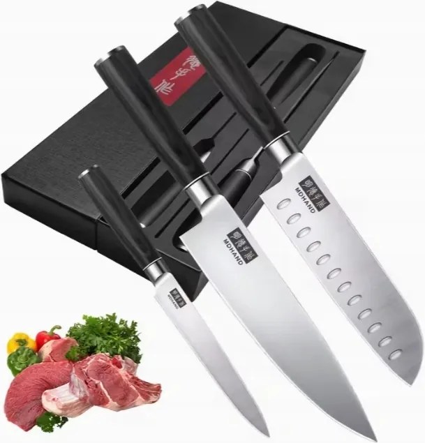 Konyhai késkészlet 3 db-os japán stílusban, exkluzív dobozban