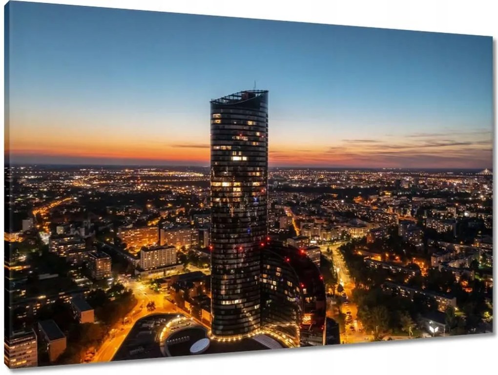 Vászonkép 90x60 Boroszló éjszakai panoráma