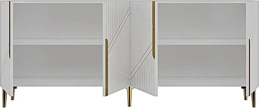 Evva komód, fehér-arany, 125 cm