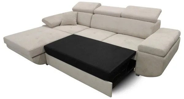 CASTELO balos L alakú, ággyá alakítható sarokkanapé tárolóval, szürke