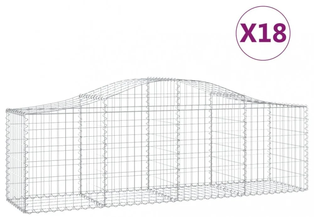 18 db íves horganyzott vas gabion kosár 200x50x60/80 cm