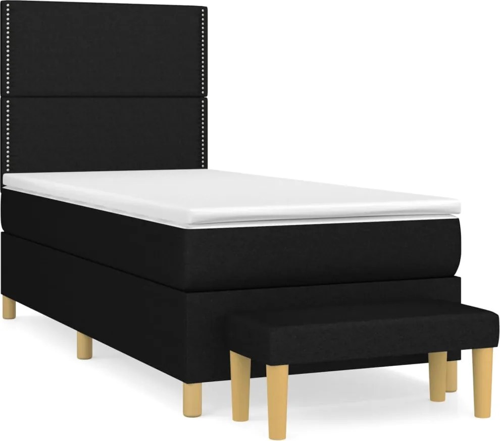vidaXL fekete szövet rugós ágy matraccal 100 x 200 cm