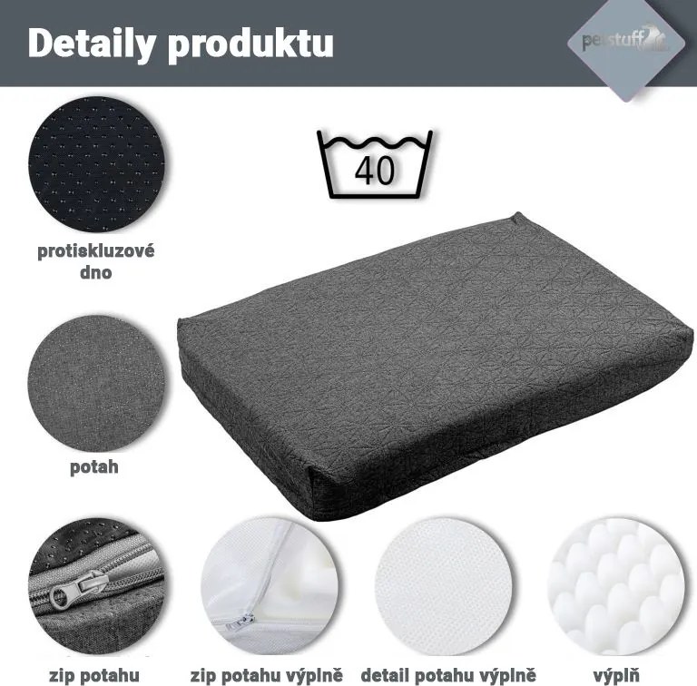 PETSTUFF® Kutyafekhely XL világosszürke 140 x 100 x 10 cm