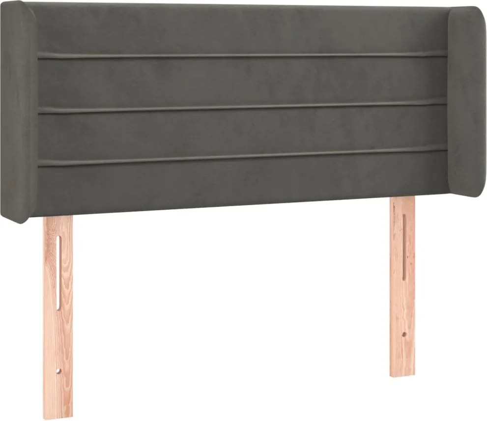 vidaXL sötétszürke bársony fejtámla szárnyakkal 103x16x78/88 cm
