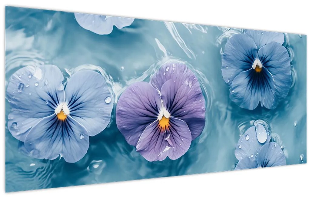 Kép - Ibolyák a vízben (120x50 cm)