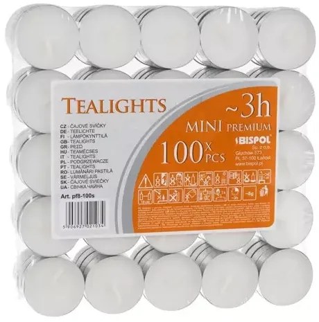 Gyertyák/melegítők 3 óra - 100 db-os készlet