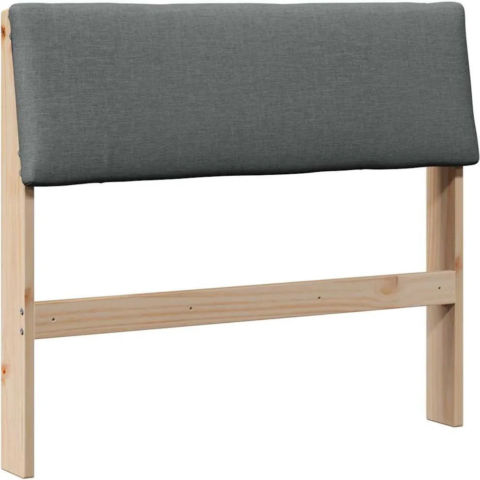 vidaXL Kárpitozott fejtámla Sötétszürke 100 cm Tömör fenyőfa