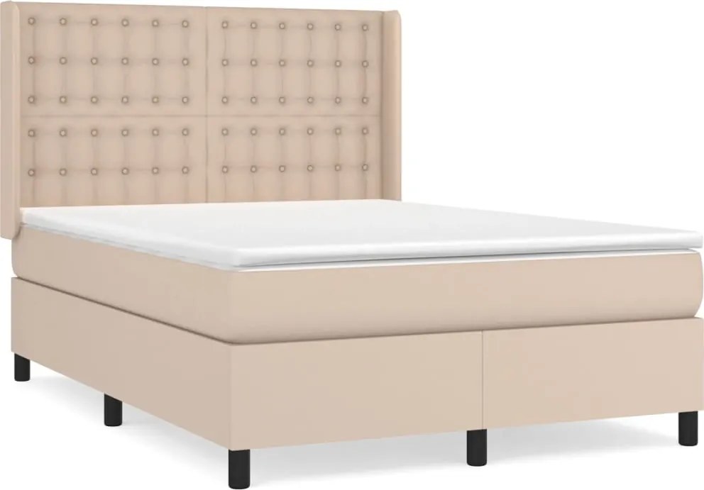 vidaXL cappuccino színű műbőr rugós ágy matraccal 140 x 190 cm