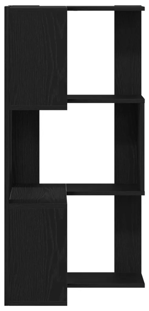 3-szintes Sarok Könyvespolc Fekete Tölgy 50x50x102 cm Műgyanta