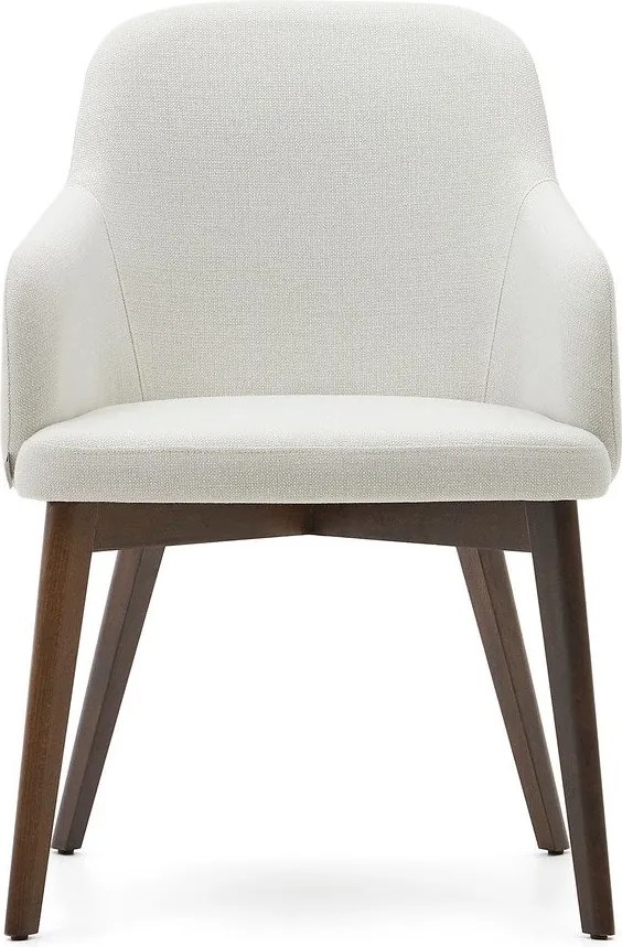 Krémszínű kárpitozott karfás étkezőfotel Nelida – Kave Home