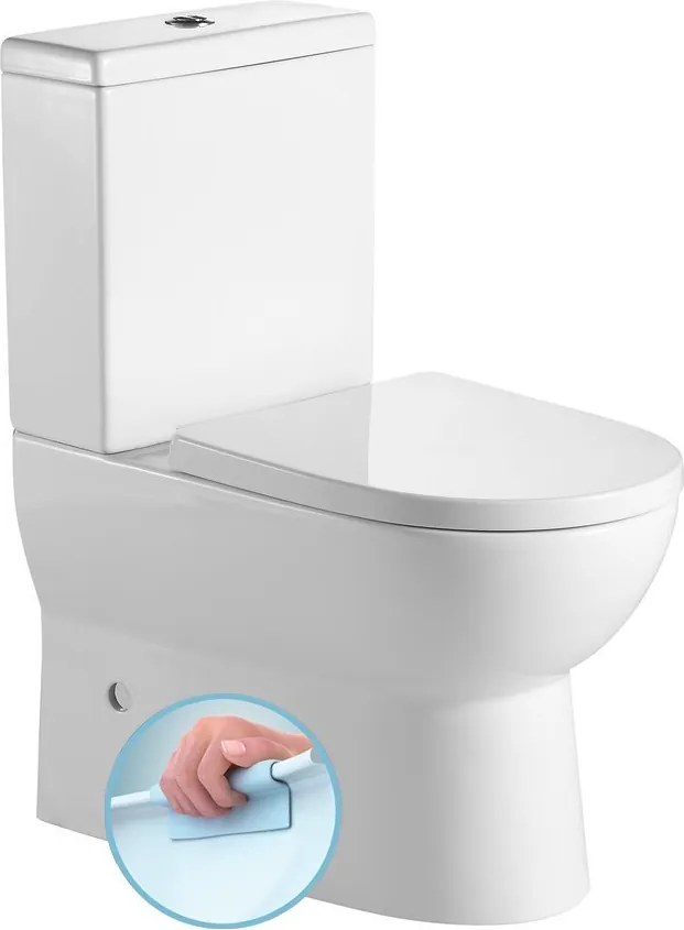 Aqualine Sapho, JALTA RIMLESS WC kombi csésze tartály öblítőkészlettel, alul / hátul
