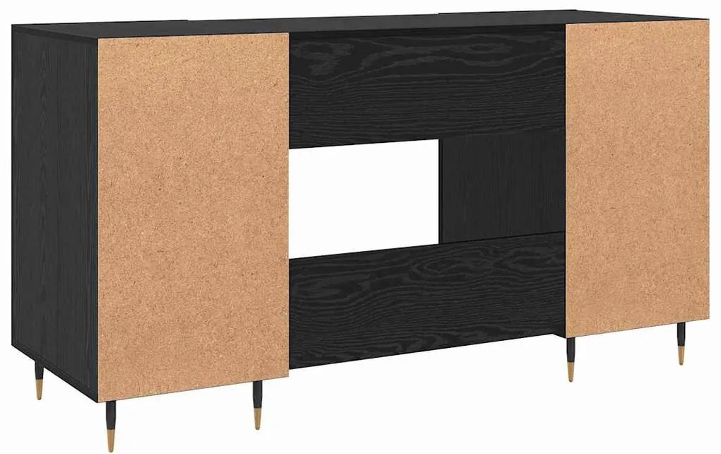 Asztal polcokkal tárolóval Musta tammi 140 x 50 x 75 cm Faanyag