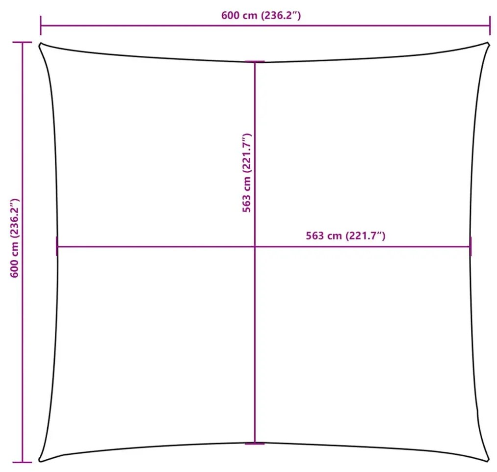 antracitszürke négyzet alakú oxford-szövet napvitorla 6 x 6 m