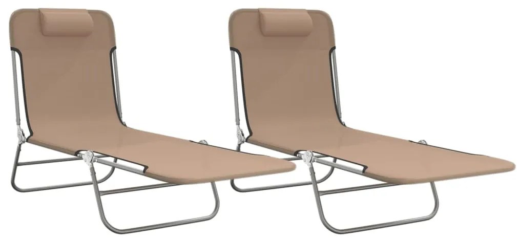 2 db tópszínű textilén és acél összecsukható napágy