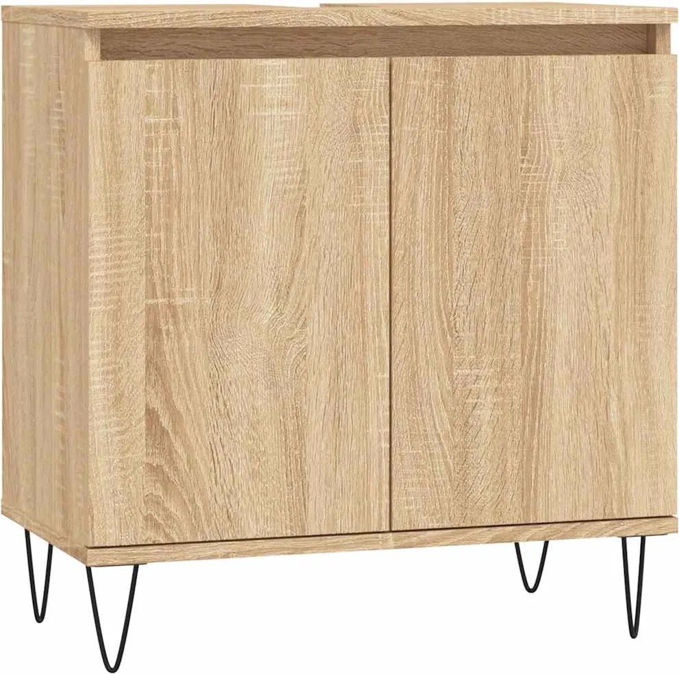 vidaXL sonoma tölgy színű szerelt fa fürdőszobaszekrény 58x30x60 cm