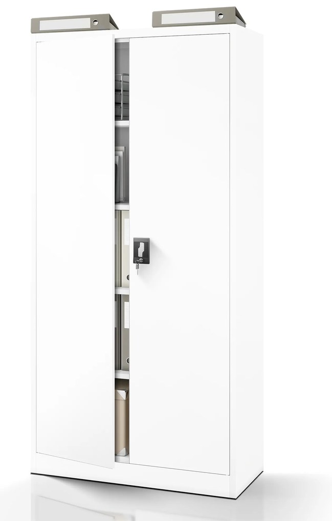 Fém iratszekrény JAN H, 900 x 1950 x 400 mm, fehér
