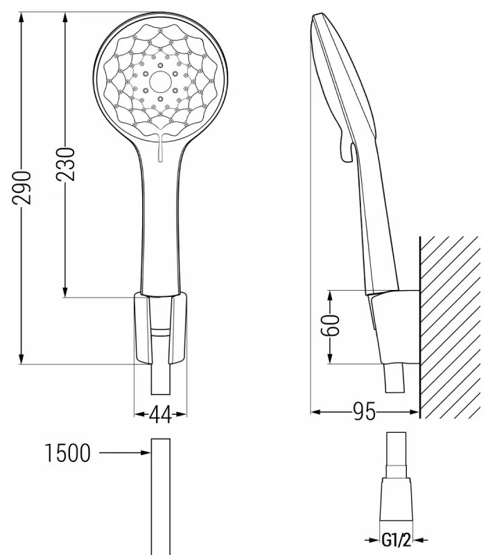 Mexen Sabre R74 kádcsaptelep zuhanygarnitúrával, króm - 7213R74-00