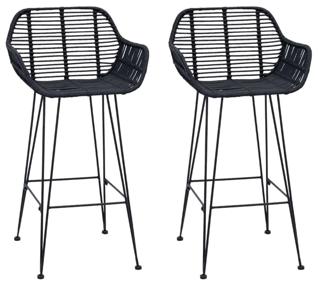 Bárszék 2 pcs Fekete 55 x 52 x 92 cm Rattan és Vas