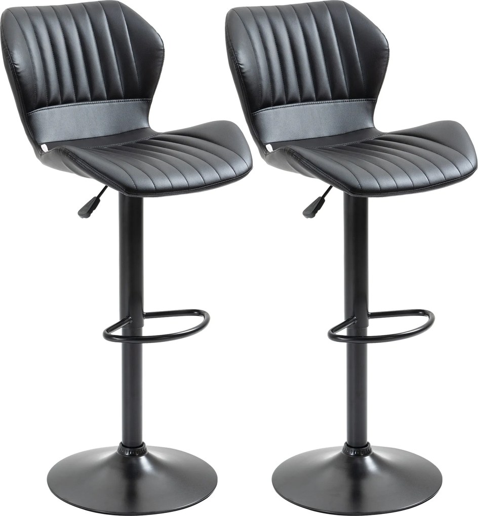 HOMCOM 2 db Bárszék 360°-ban Forgatható Bárszékek Magasságban Állítható Bistro Székek Hátpárnával Konyhához és Étkezőhöz Modern Dizájn Újrahasznosítot