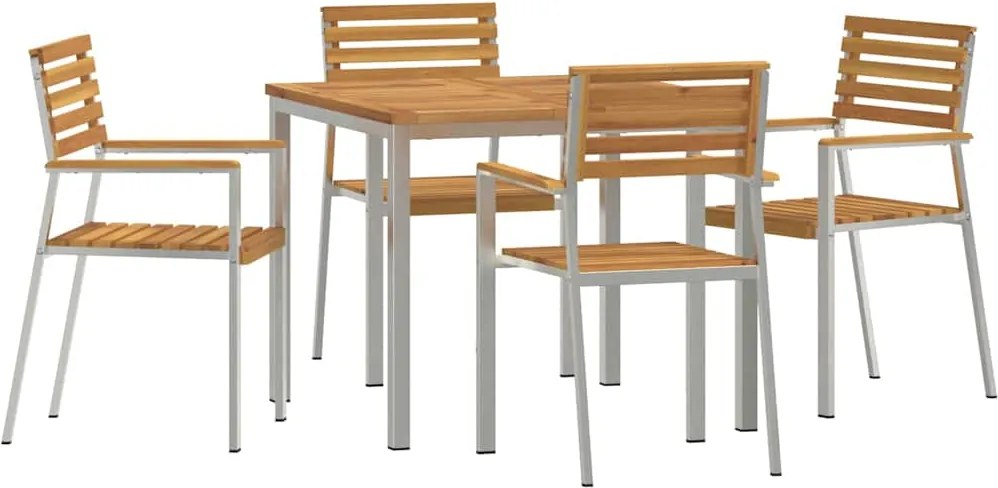 vidaXL Kert étkező szett 5 pcs Barna Tömör Akácfa