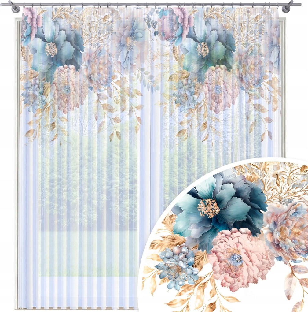 Függöny Kész 300x250 Fátyol Szalagra Festett Béka Függöny Virág Minta 150