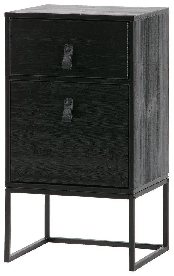 Zola fekete fiókos éjjeliszekrény ajtóval - WOOOD