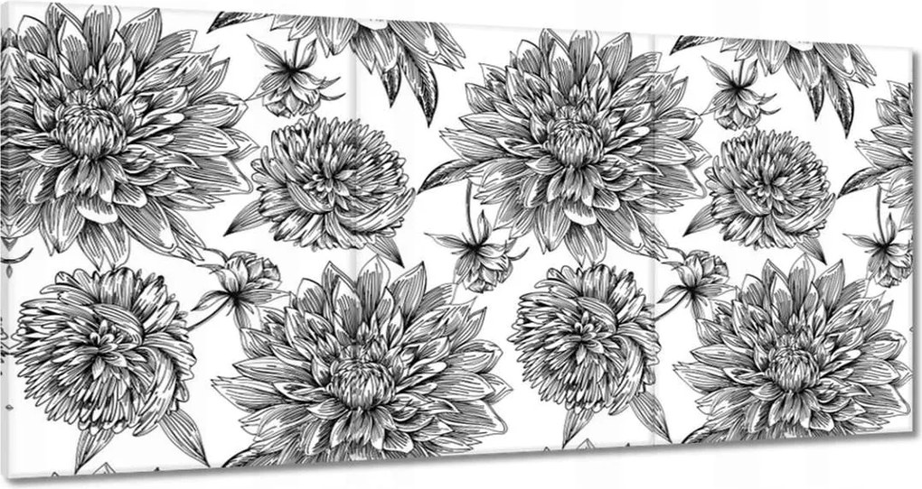 Vászonképek 120x60 Fekete-fehér grafika Virág