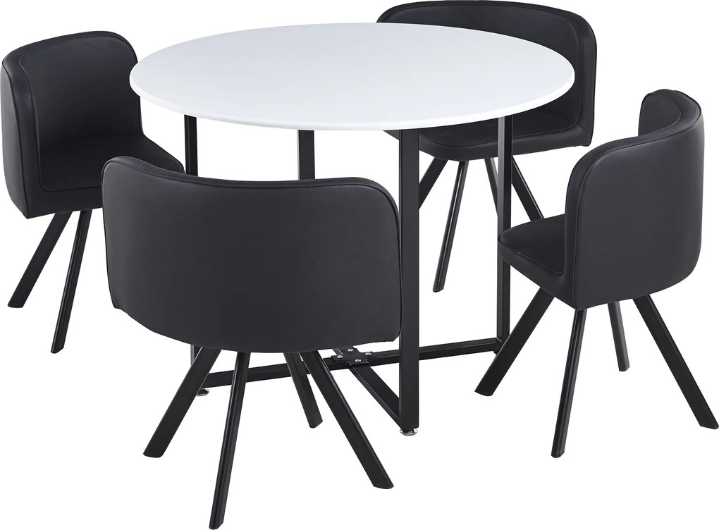 Étkező szett 1+4, fehér/fekete, BEVAN NEW