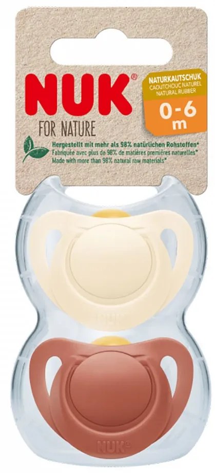 NUK For Nature latex cumi 0–6 h 2 db box piros