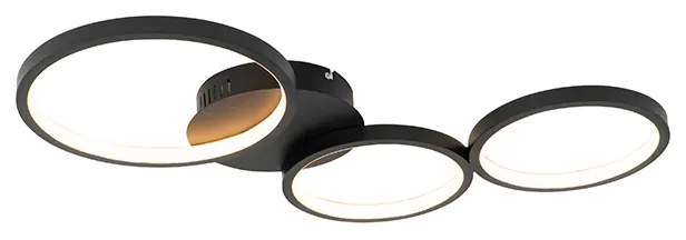 Design mennyezeti lámpa fekete, beépített LED-del, 3 fokozatú fényerő-szabályozóval, 3 lámpás - Pande