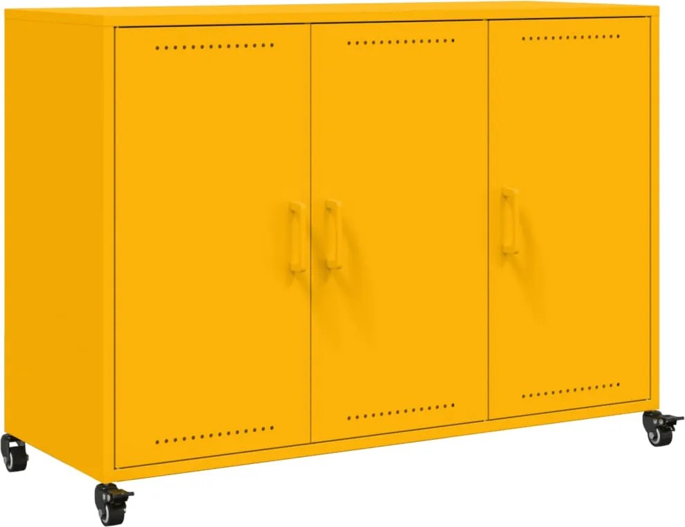 vidaXL mustársárga acél tálalószekrény 100,5 x 39 x 72 cm