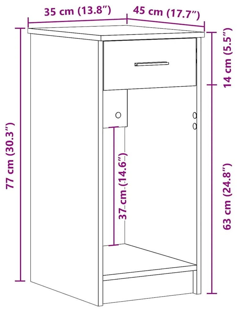 Számítógépes toronyállvány fiókkal füstölt tölgy 35x45x77 cm