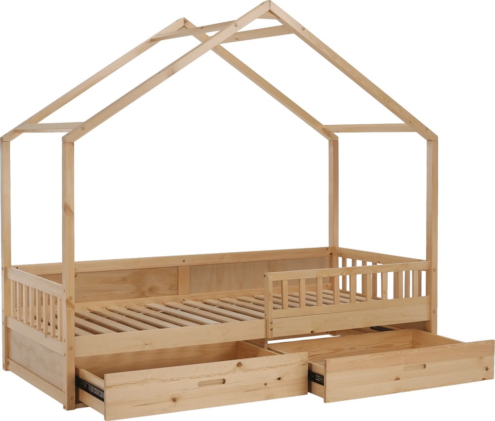 Montessori ágy, 90x200, természetes, tömör, BIANKA
