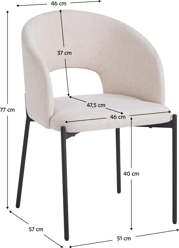 Étkezőszék, bézs/fekete, LONKA