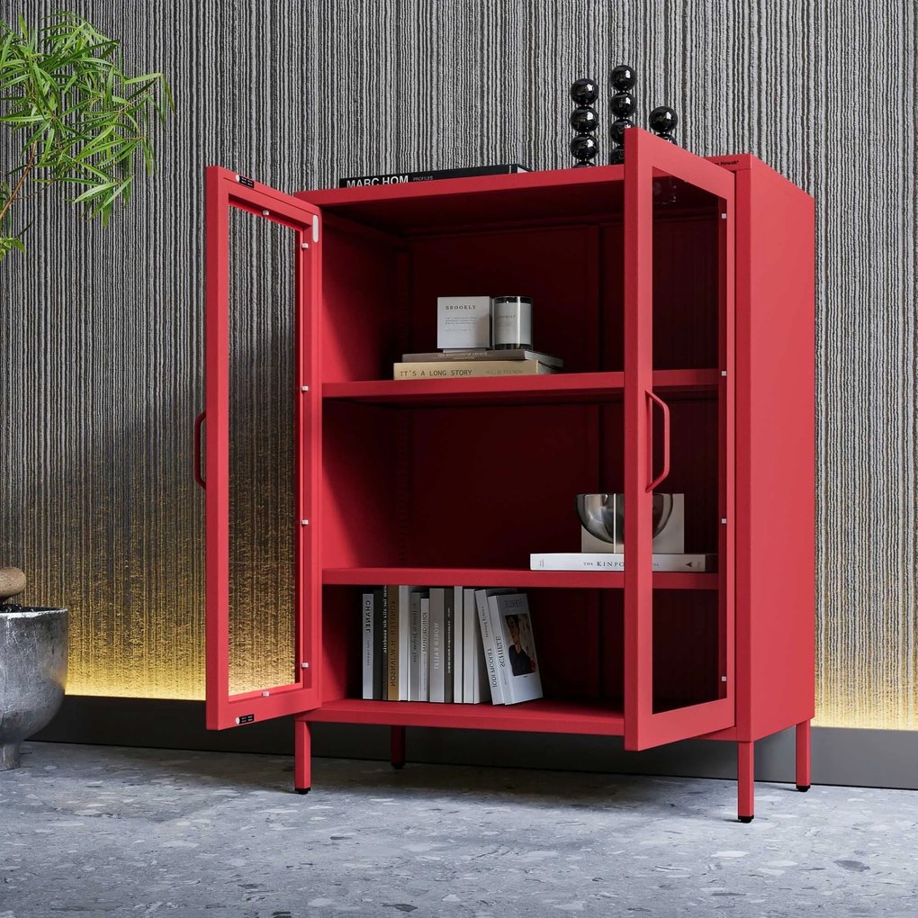 Vitrin GINA, 800 x 1015 x 400 mm, Modern: piros