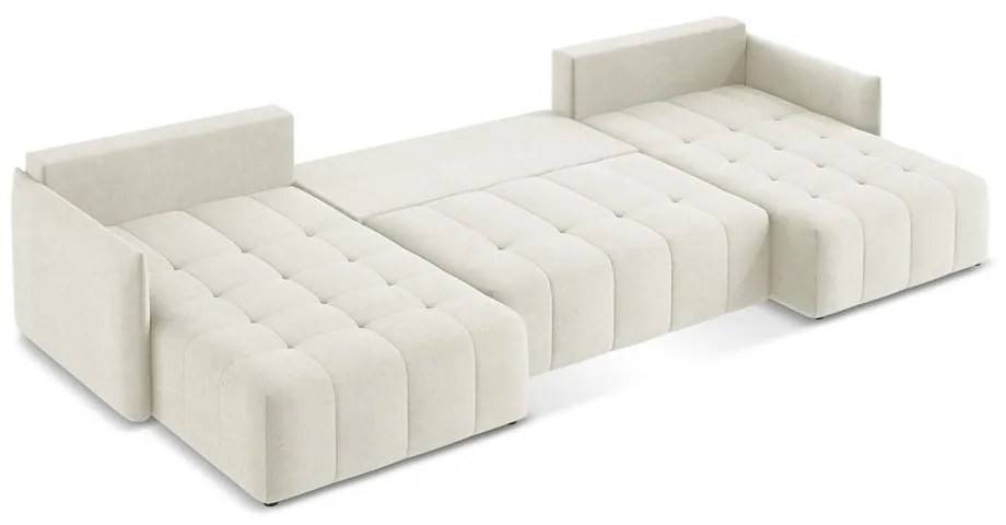 Bézs kinyitható-tárolóhelyes (U alakú) sarokkanapé Moku – Makamii