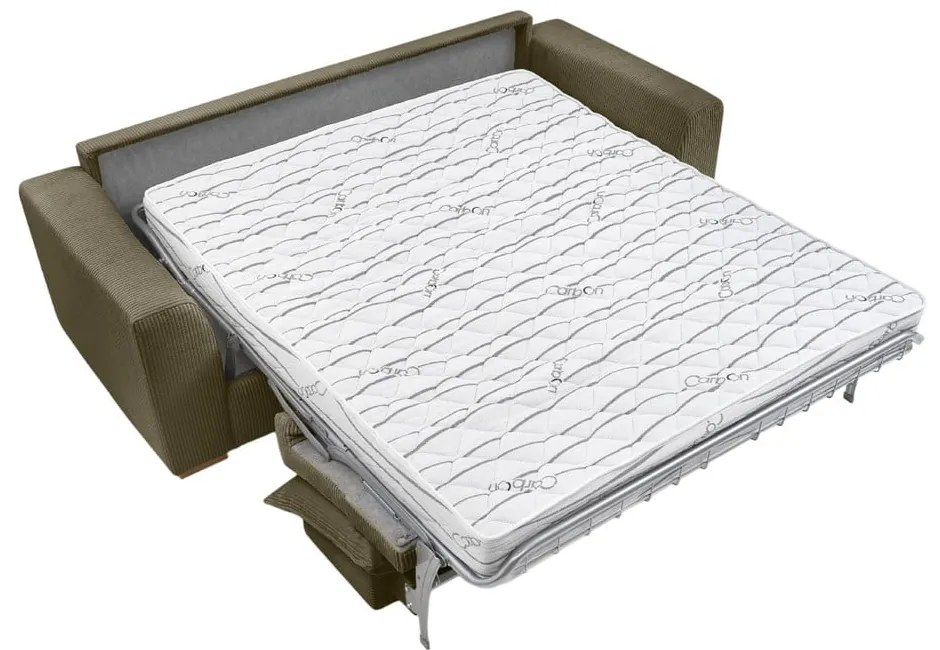 Zöld-barna kordbársony kinyitható kanapé 225 cm Augustin – Bobochic Paris