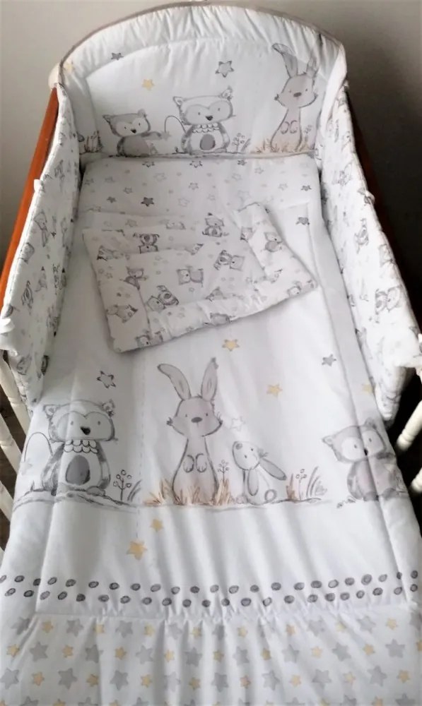 3 részes babaágynemű szett - Bagoly Berci - bébi méret , 200 cm-es rácsvédő - AZONNAL VIHETŐ