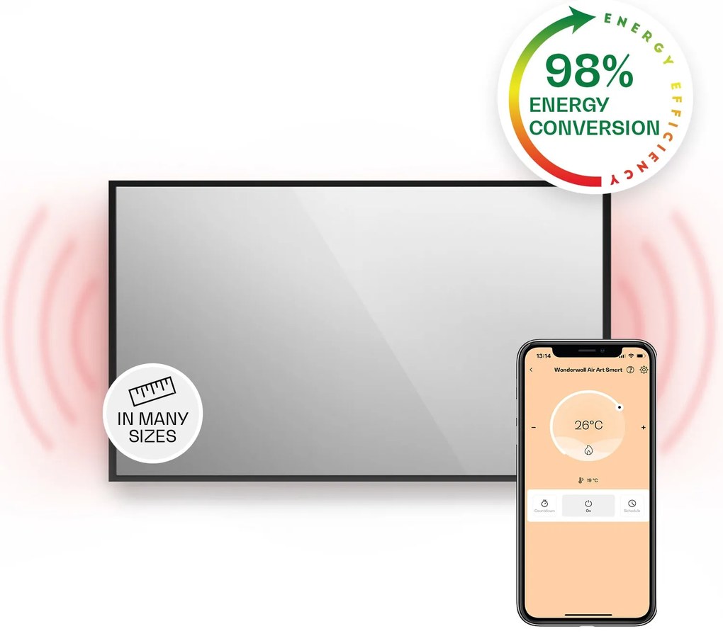 Klarstein La Palma 1000 smart, infravörös hősugárzó 2 az 1-ben, 120 x 60 cm, 1000 W, tükör elülső rész