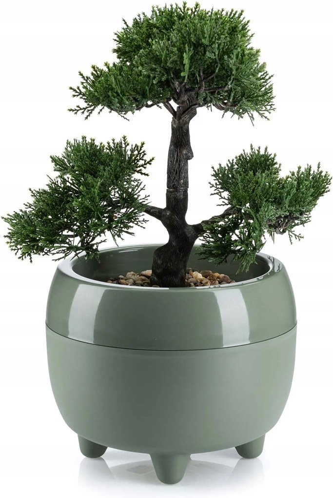 Nagy kerek virágtartó kaspó Szürkészöld Lábakon modern 30xh24 cm