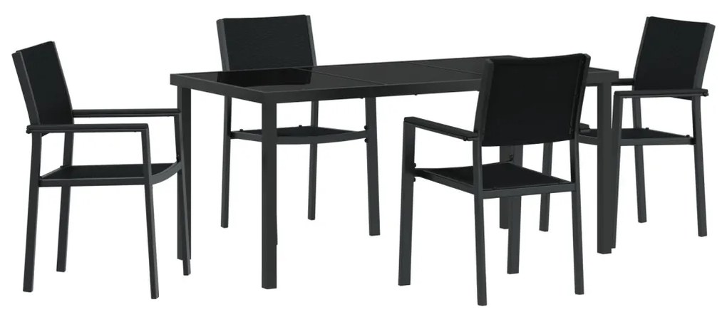 4 db-os kerti étkező szett fekete poly rattan