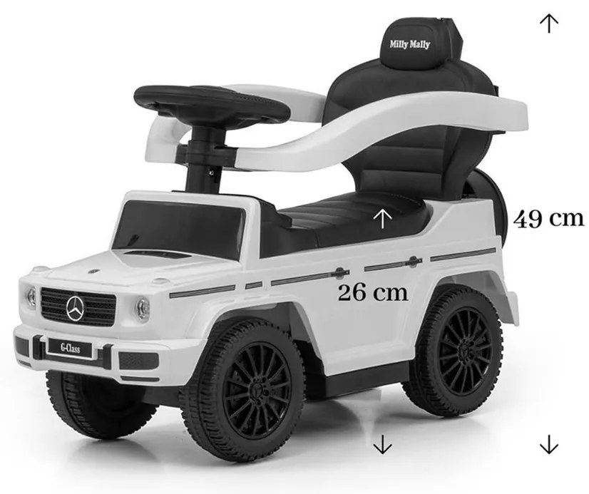 Milly Mally Scooter vezetőszárral Mercedes G350dfehér, 94 x 40 x 86,5 cm, 94 x 40 x 86,5 cm