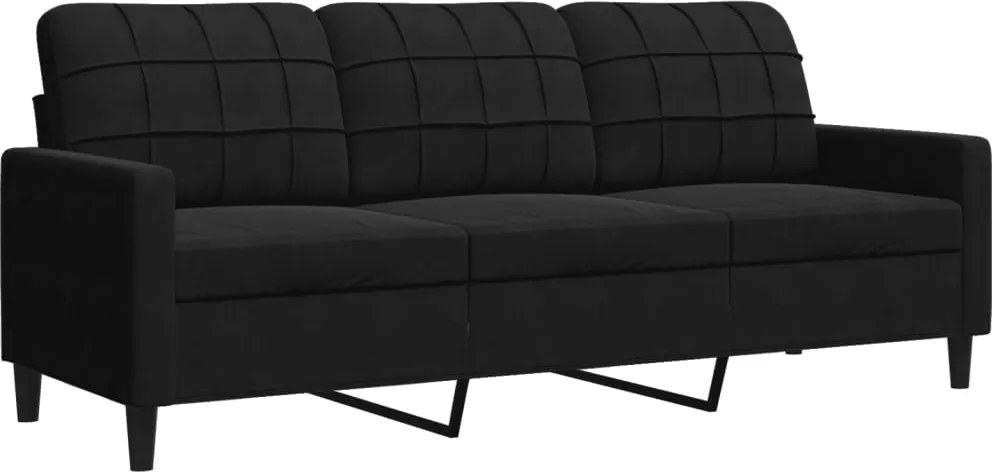 vidaXL 3 személyes fekete bársony kanapé 180 cm