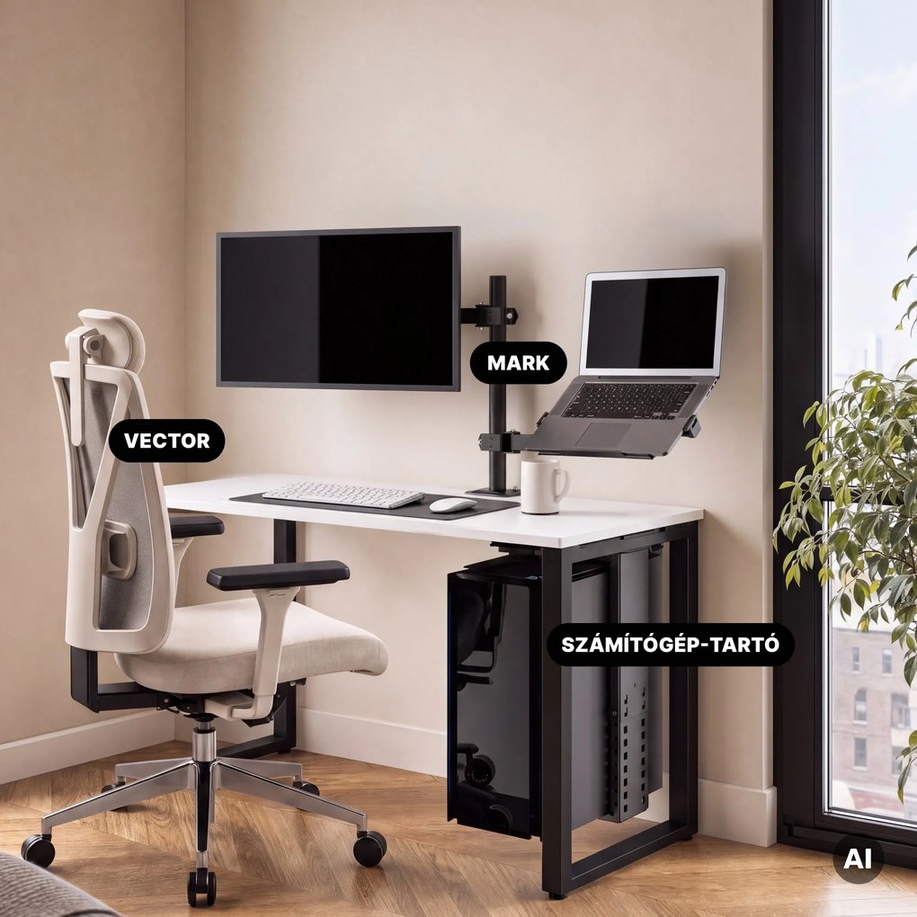 Monitor- és laptopállvány 2 az 1-ben fekete: MARK